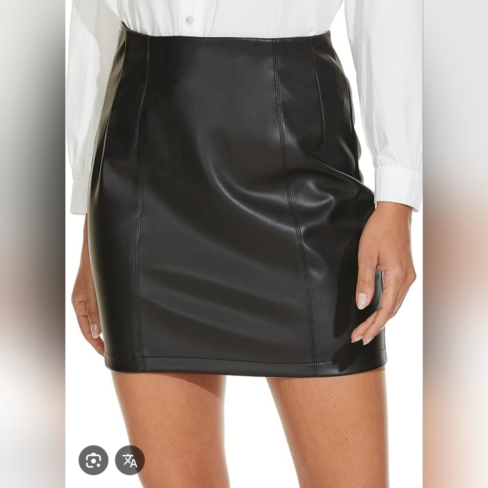 Haute Monde Black Faux Leather Mini Skirt